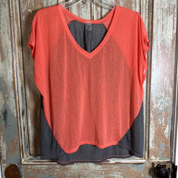 Soybu Women's M Kristen Tee Workout Yoga Gymwear Lightweight Neon Orange Gray - Picture 1 of 7